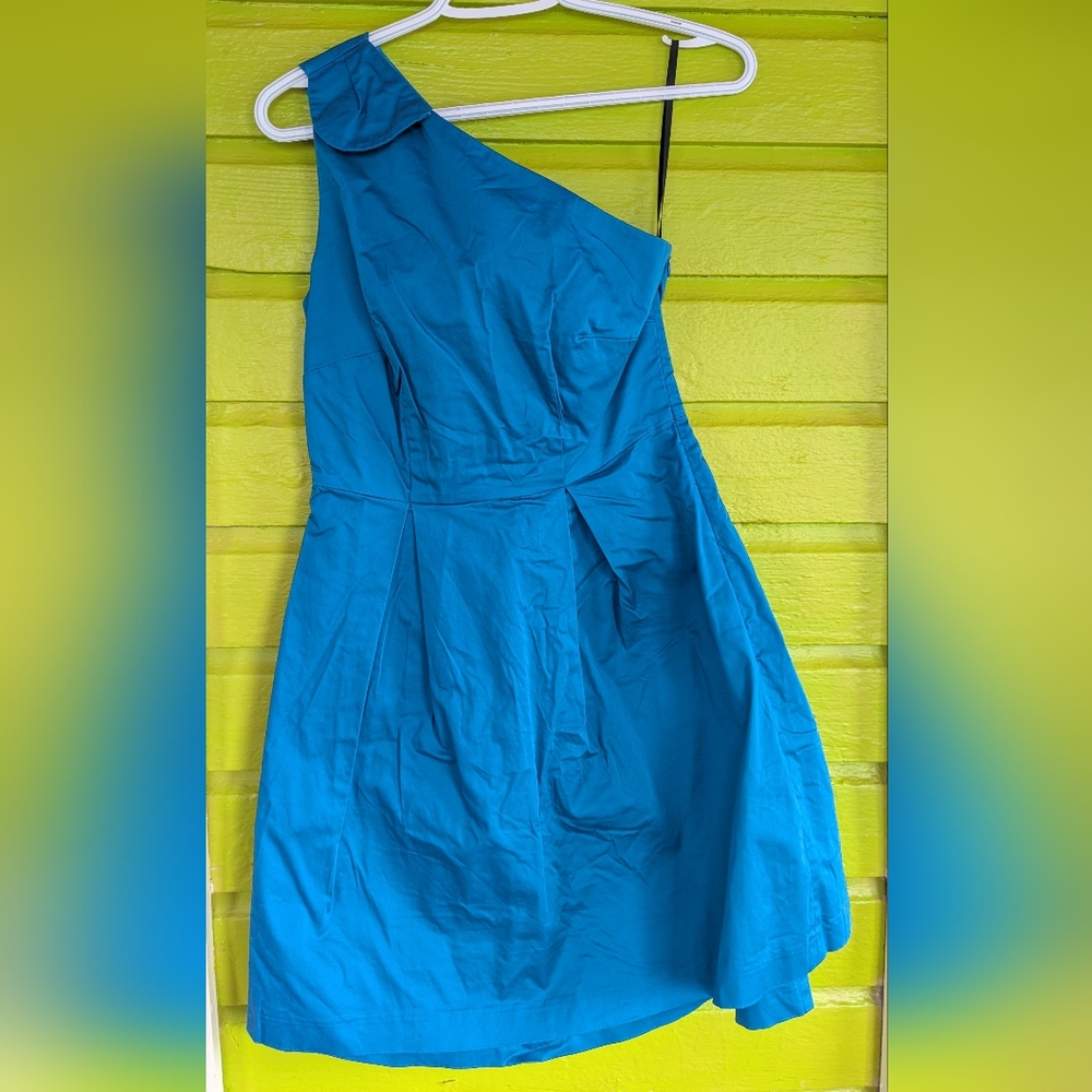 Jacob One-Shoulder Bow Teal-Blue Cocktail Dress Made In Canada Size Small